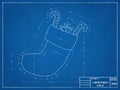 Christmas Sock - Blueprint Royalty Free Stock Photo