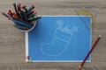 Christmas Sock Blueprint Royalty Free Stock Photo