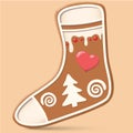 Christmas sock decoration object. Stock Illustration