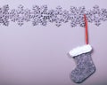 Christmas sock hanging on clean background Royalty Free Stock Photo