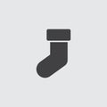 Christmas sock icon in a flat design in black color. Vector illustration eps10 Royalty Free Stock Photo