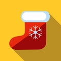 Christmas sock icon, flat style Royalty Free Stock Photo