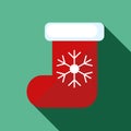 Christmas sock icon, flat style Royalty Free Stock Photo