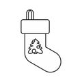 Christmas sock icon, outline style