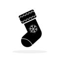 Christmas sock icon with snowflake. Vector illustration Royalty Free Stock Photo