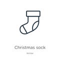 Christmas sock icon. Thin linear christmas sock outline icon isolated on white background from winter collection. Line vector sign Royalty Free Stock Photo