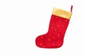 Christmas sock isolated on white background. Red christmas boot close-up Royalty Free Stock Photo