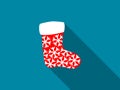 Christmas sock with a long shadow. Vector