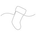 Christmas sock one line drawing. Vector illustration Royalty Free Stock Photo