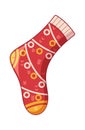 Christmas sock red color cartoon Royalty Free Stock Photo