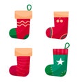 Christmas sock set for gifts. Vector illustration Royalty Free Stock Photo