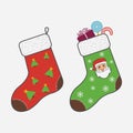 Christmas socks. Attribute of Christmas and New Year for gifts from Santa Claus.