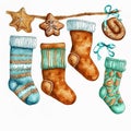 Christmas socks collection, perfect element for design greeting cards, invitations, posters, patterns