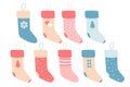 Christmas socks, collection of vector icons