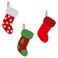 Christmas socks design. Different sock design. Vector illustration. Cristmas gift boots.