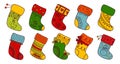 Christmas socks line set linear cartoon stockings