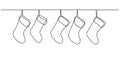 Christmas socks row. One line drawing. Vector Royalty Free Stock Photo