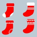Christmas socks set vector illustration Royalty Free Stock Photo