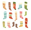 Christmas socks vector Santa Xmas New Year gift traditional