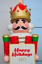 Christmas soldier nutcracker statue with crown Royalty Free Stock Photo