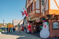 Christmas in Solvang. Main street, street view, and tourists in Solvang, small town in California with traditional Danish style