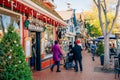 Christmas in Solvang. Main street, street view, and tourists in Solvang, small town in California with traditional Danish style Royalty Free Stock Photo