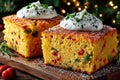 Christmas Southern cornbread with creamy honey butter Royalty Free Stock Photo
