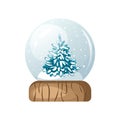 Christmas souvenir glass snow globe with a Christmas tree, snow.Transparent snow globe.