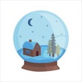 Christmas souvenir snow globe with forest house inside.