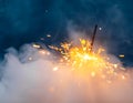 Christmas sparkler fire in dense smoke Royalty Free Stock Photo