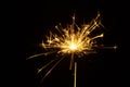 Christmas sparkler isolated on black background. Bengal fire Royalty Free Stock Photo