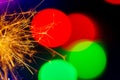 Christmas sparklers colored lights Royalty Free Stock Photo