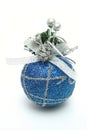 Christmas sphere of dark blue color with a pattern Royalty Free Stock Photo