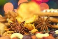 Christmas spices, nuts, cookies and dried fruits Royalty Free Stock Photo