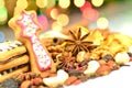 Christmas spices, nuts, cookies and dried fruits Royalty Free Stock Photo