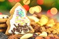 Christmas spices, nuts, cookies and dried fruits Royalty Free Stock Photo