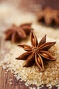 Christmas Spices. Star Anise on Vintage Table