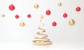 Christmas spiral tree and with balls christmas on white studio background