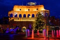Christmas spirit at Colosseum replica by night Royalty Free Stock Photo