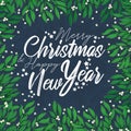 Christmas hand draw banner with ilex in sketch style Royalty Free Stock Photo