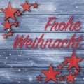 Christmas square greeting card with German text on wood table