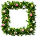 Christmas square wreath with decorative beads and balls