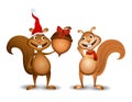 Christmas Squirrels Acorn Royalty Free Stock Photo