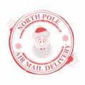 Christmas stamp with a funny face of Santa Claus, design element