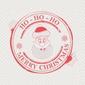 Christmas stamp with funny Santa Claus face and text,