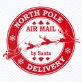 Christmas stamp, mail of Santa Claus, rides in a sleigh on a reindeer