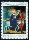 Christmas stamp printed in Poland shows Flight to Egypt