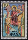 Christmas stamp printed in Spain shows Flight to Egypt Royalty Free Stock Photo