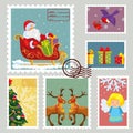 Christmas Stamps Set With Santa And Heroes Royalty Free Stock Photo