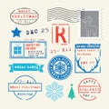 Christmas Stamps set Royalty Free Stock Photo